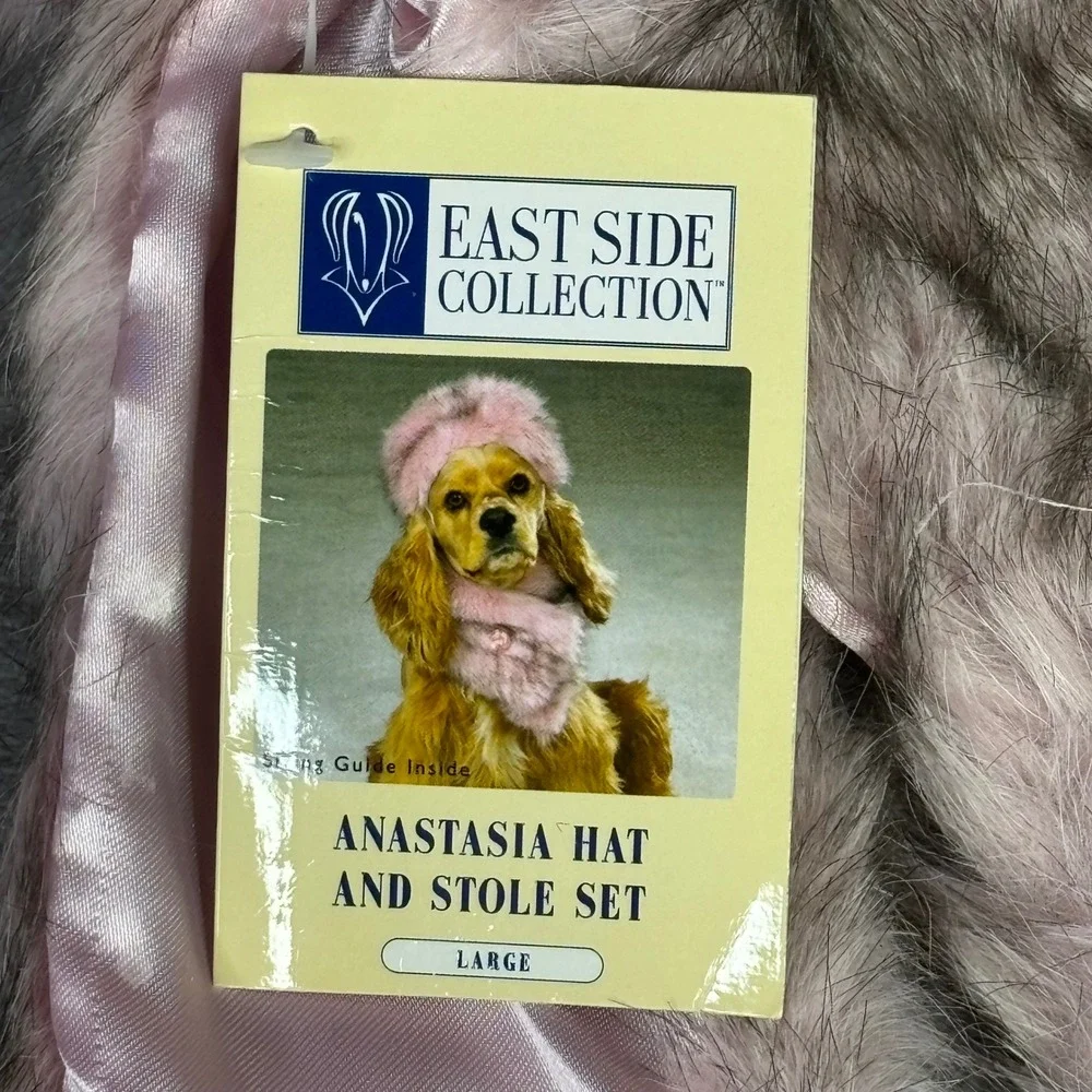 East Side Anastasia Hat and Stole Set Pet Large Pink‎ Faux Fur ZA5341675